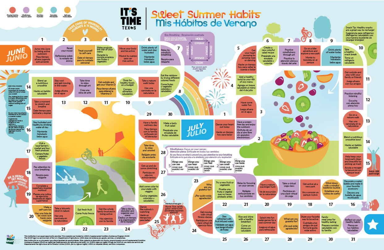 Sweet Summer Habits Game Board