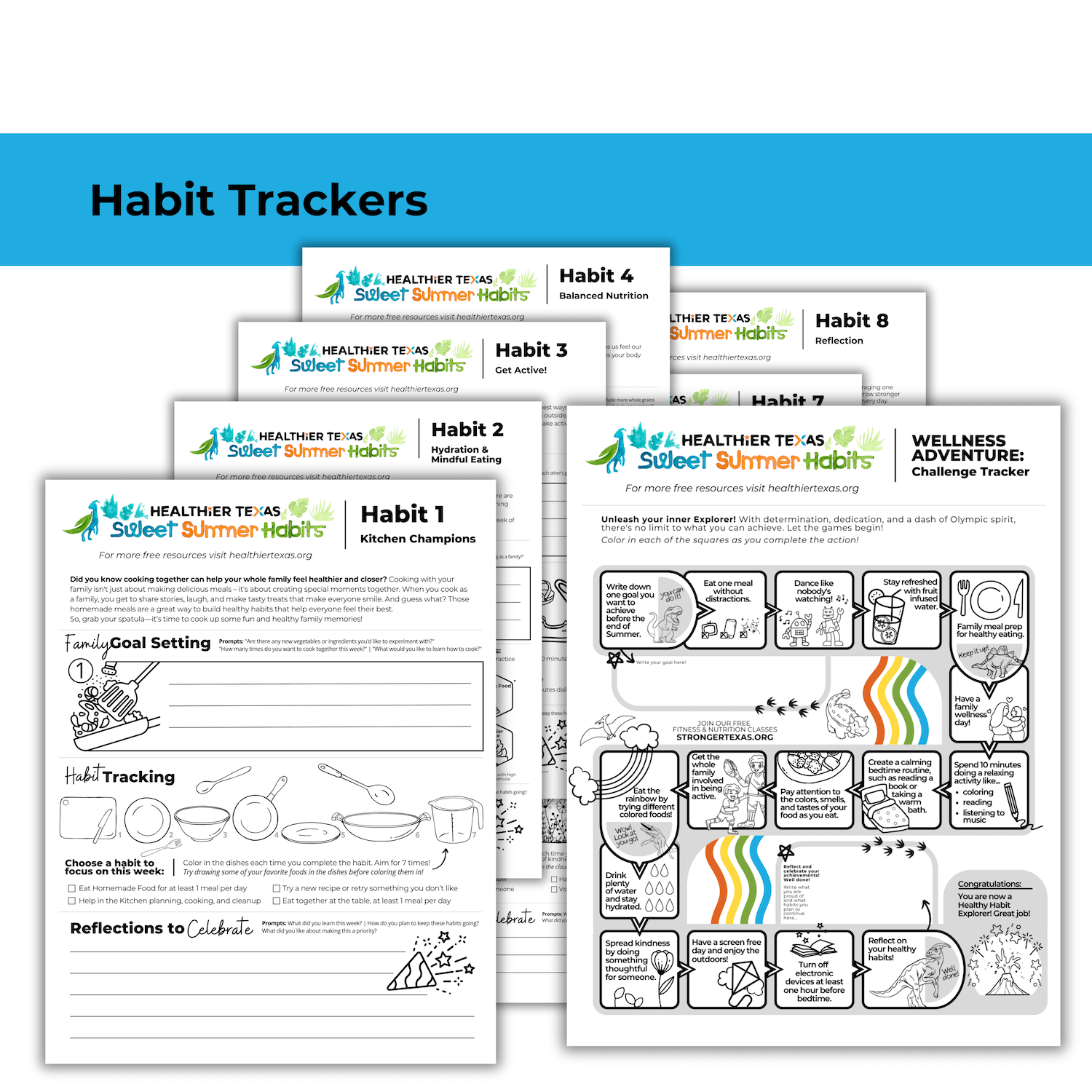 Sweet Summer Habits Habit Trackers graphic